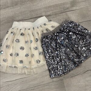 Old Navy White and Silver Sequin Mini Skirt Set